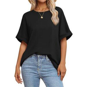 Womens Oversized T Shirt Loose Fit Casual Crew Neck Summer Top Plus Size